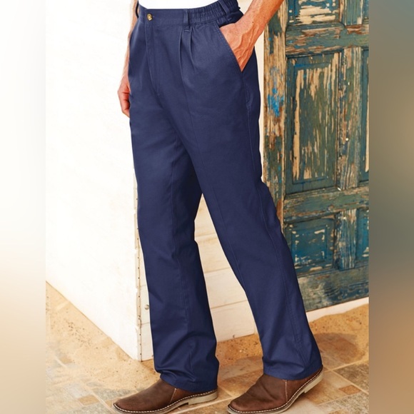 Cotton Traders French Blue Elastic Waist Trousers Men’s Size 48 x 31 Chinos NWT - Picture 1 of 10